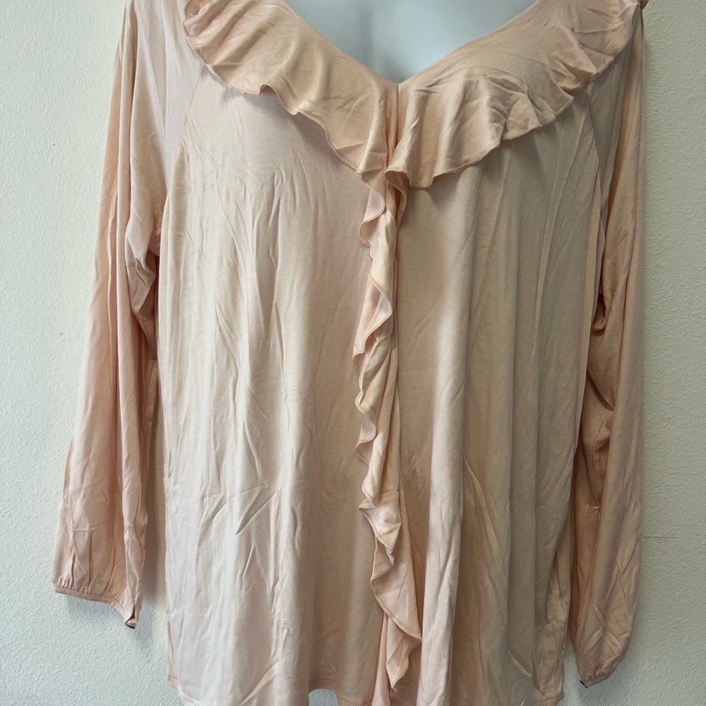 89th & Madison light pink Ruffled Tie Front Blouse Size 3X